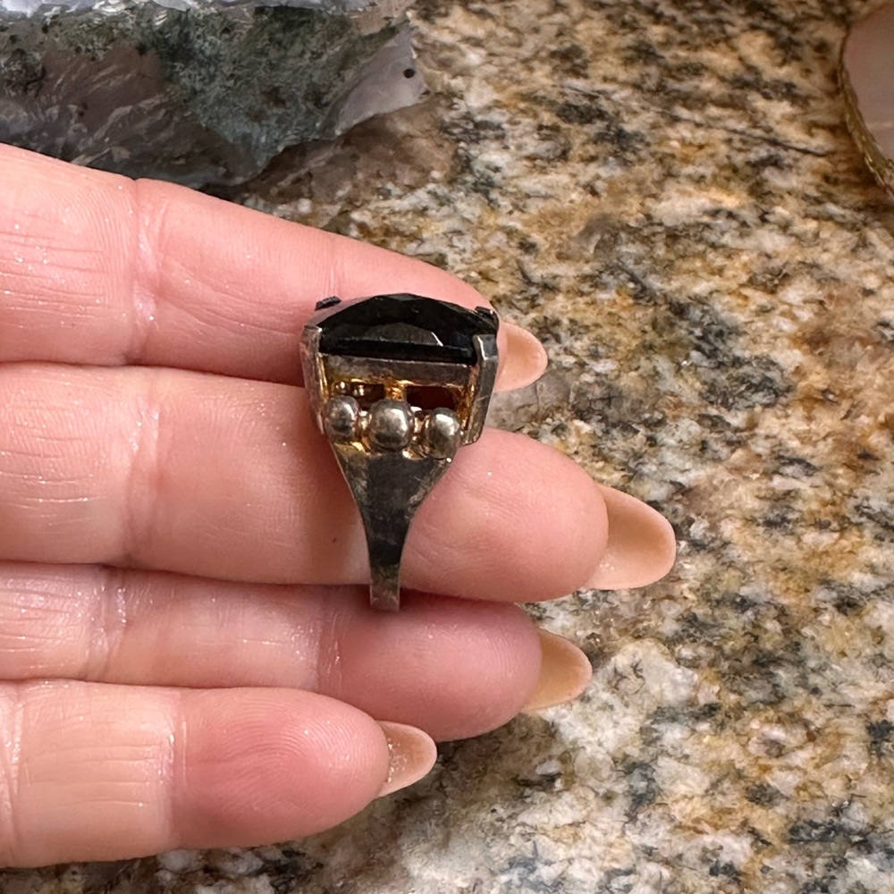 Vintage Sterling Silver Black Onyx Stone Ring - Picture 11 of 11